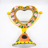 Hand-painted tin heart table mirror