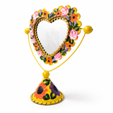 Hand-painted tin heart table mirror