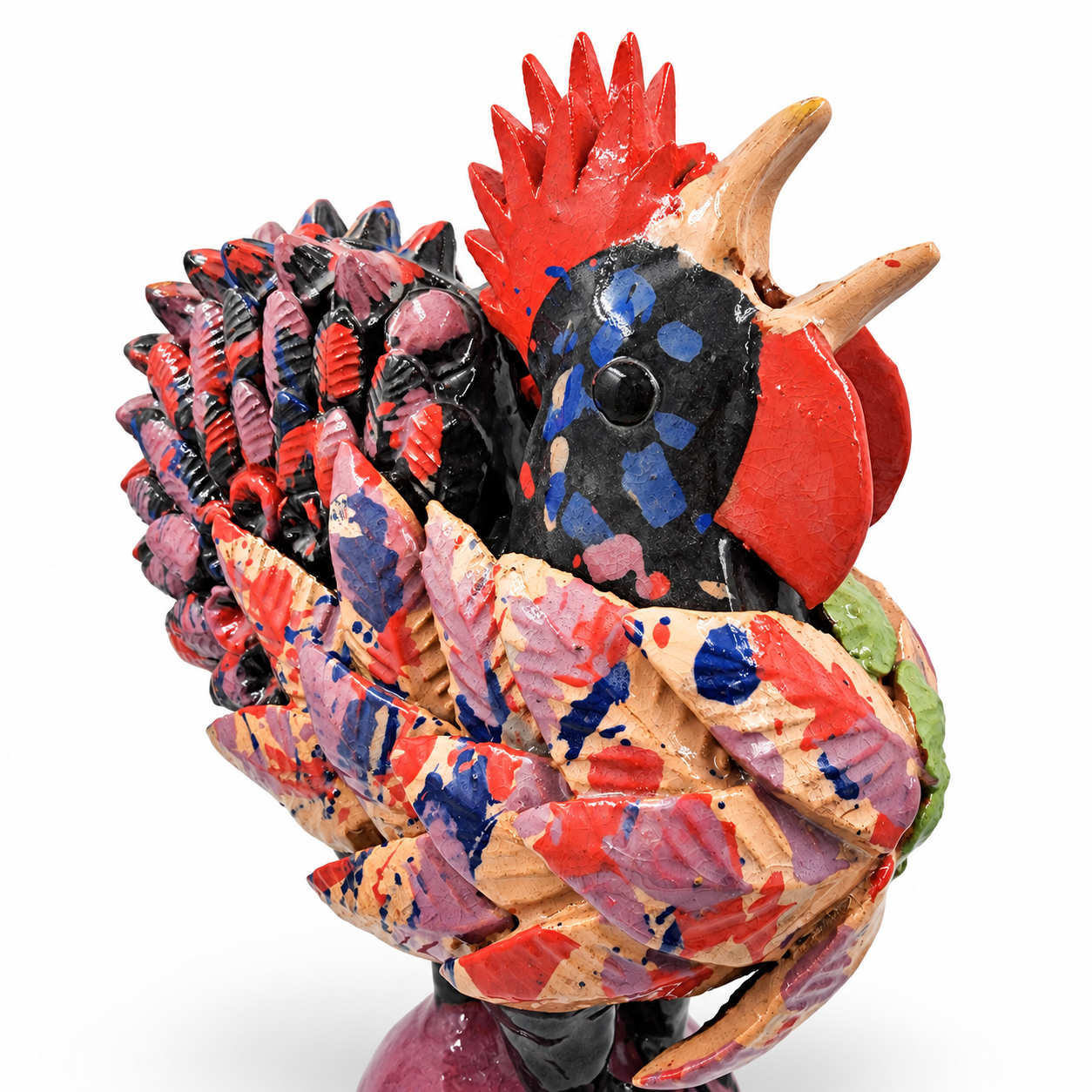 Gallo de barro vidriado - grande