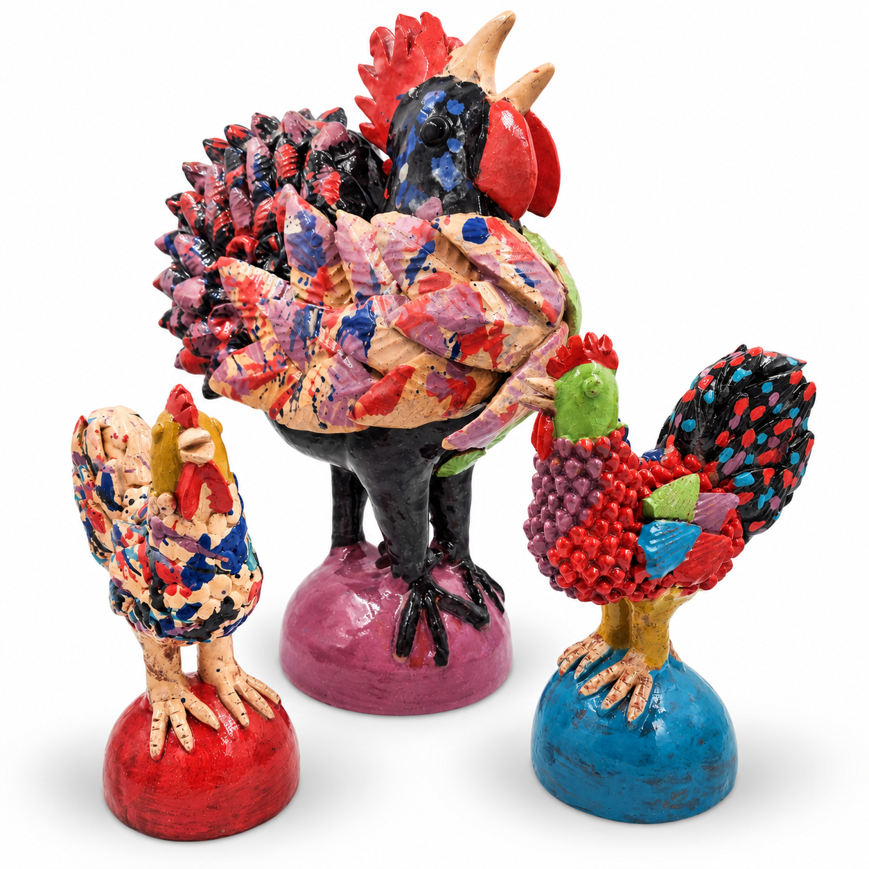 Gallo de barro vidriado - grande