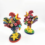 Gallo con flores de Barro Betus artesanal