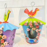 Hand painted brass birdhouses