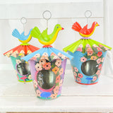 Hand painted brass birdhouses