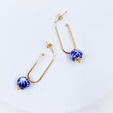 Talavera Poblana blue and white hoop earrings