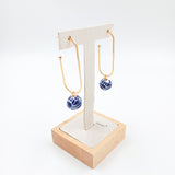 Talavera Poblana blue and white hoop earrings