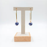 Talavera Poblana blue and white hoop earrings