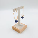 Talavera Poblana blue and white hoop earrings
