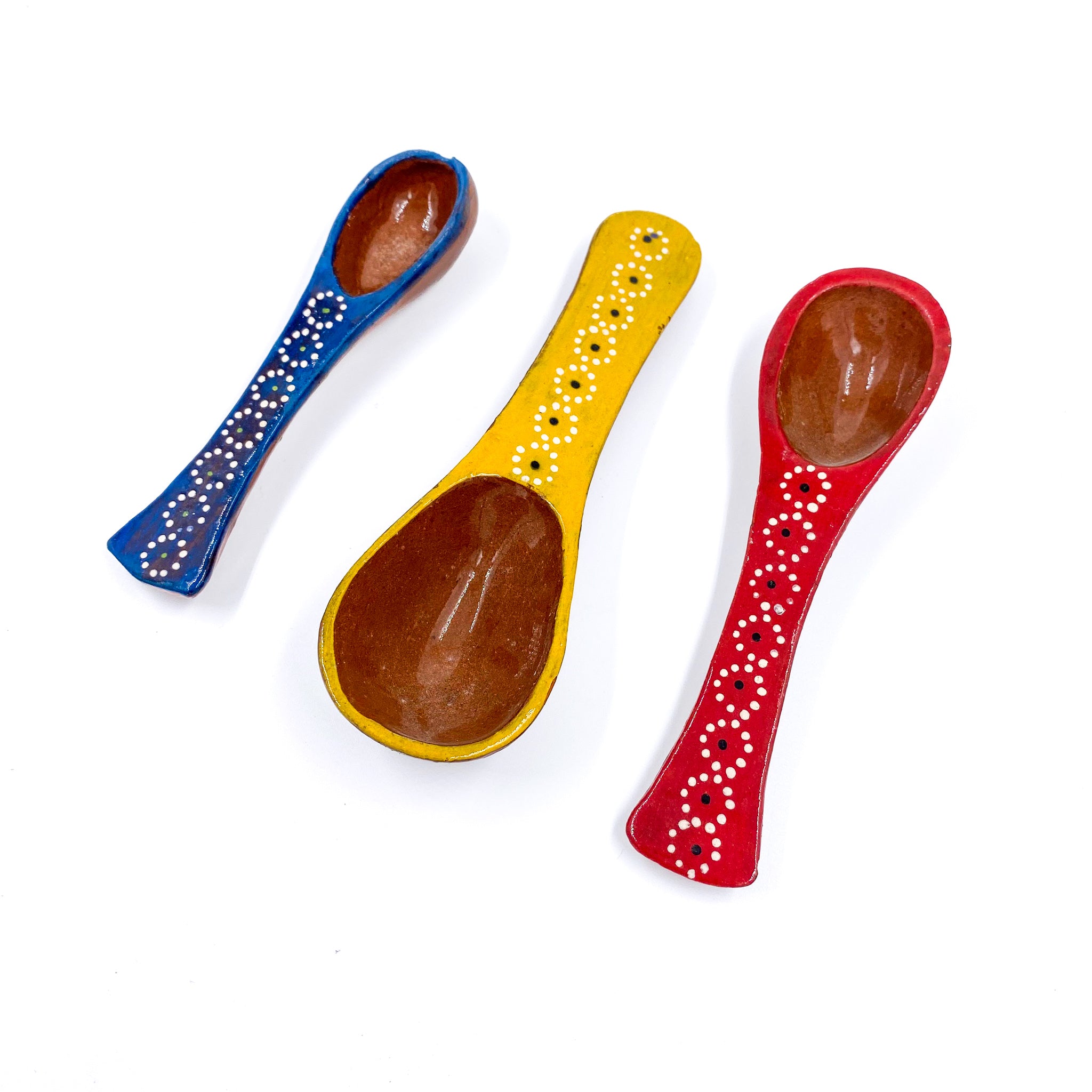 Set of Handmade Clay Spoons in Vibrant Colors from Capula Michoacán