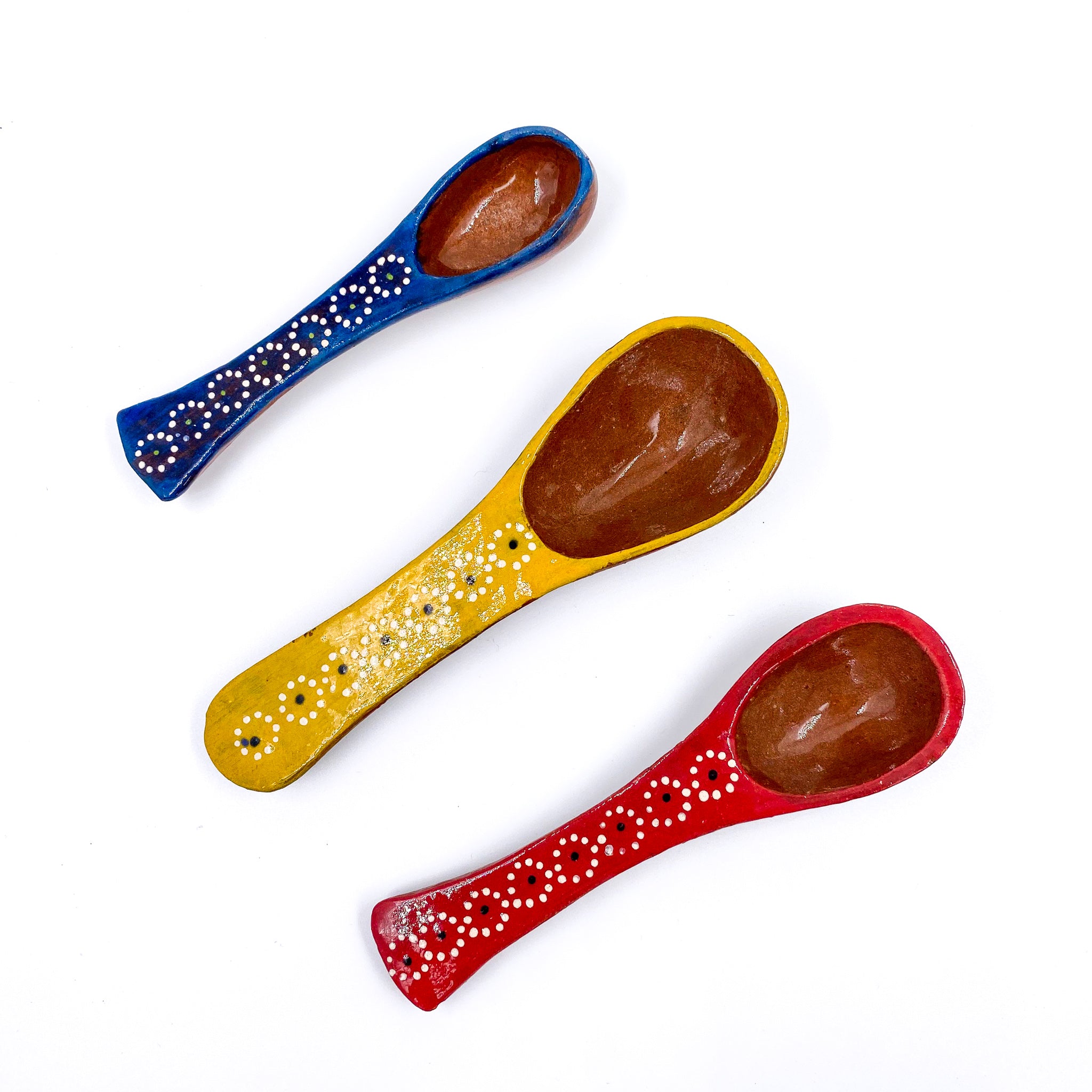 Set of Handmade Clay Spoons in Vibrant Colors from Capula Michoacán