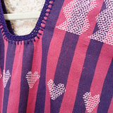 Huipil de Oaxaca - para niña color morado y rosa con corazones