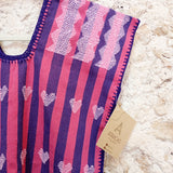 Huipil de Oaxaca - para niña color morado y rosa con corazones