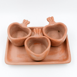 Set of saucers with clay plate from Michoacán