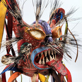 Máscara de Tecuán de cuero y pelo de jabalí