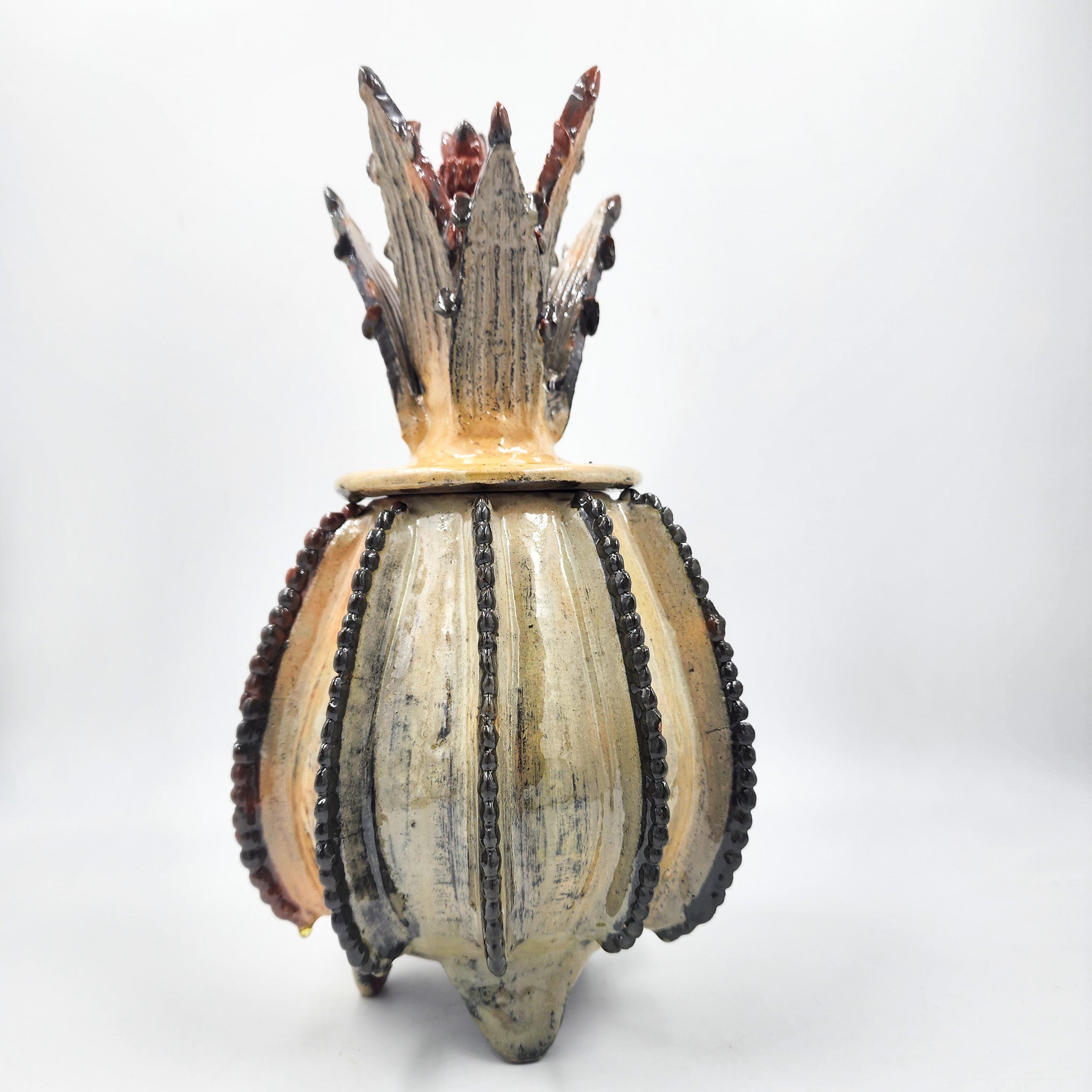 Piña de barro vidriado - Beige