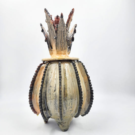 Piña de barro vidriado - Beige