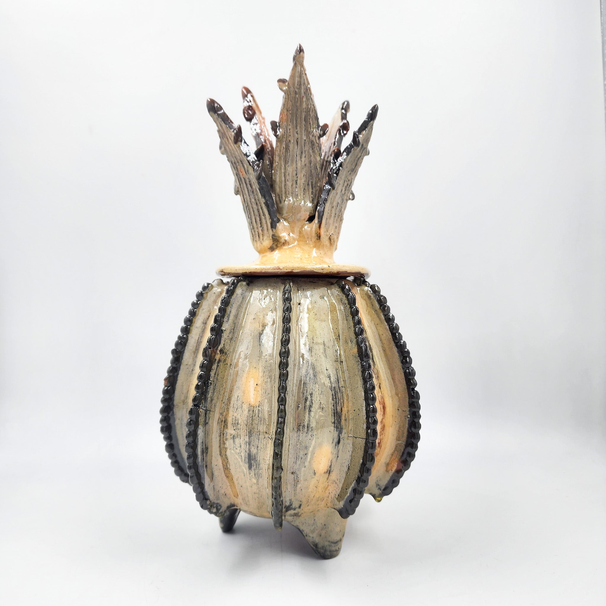 Piña de barro vidriado - Beige