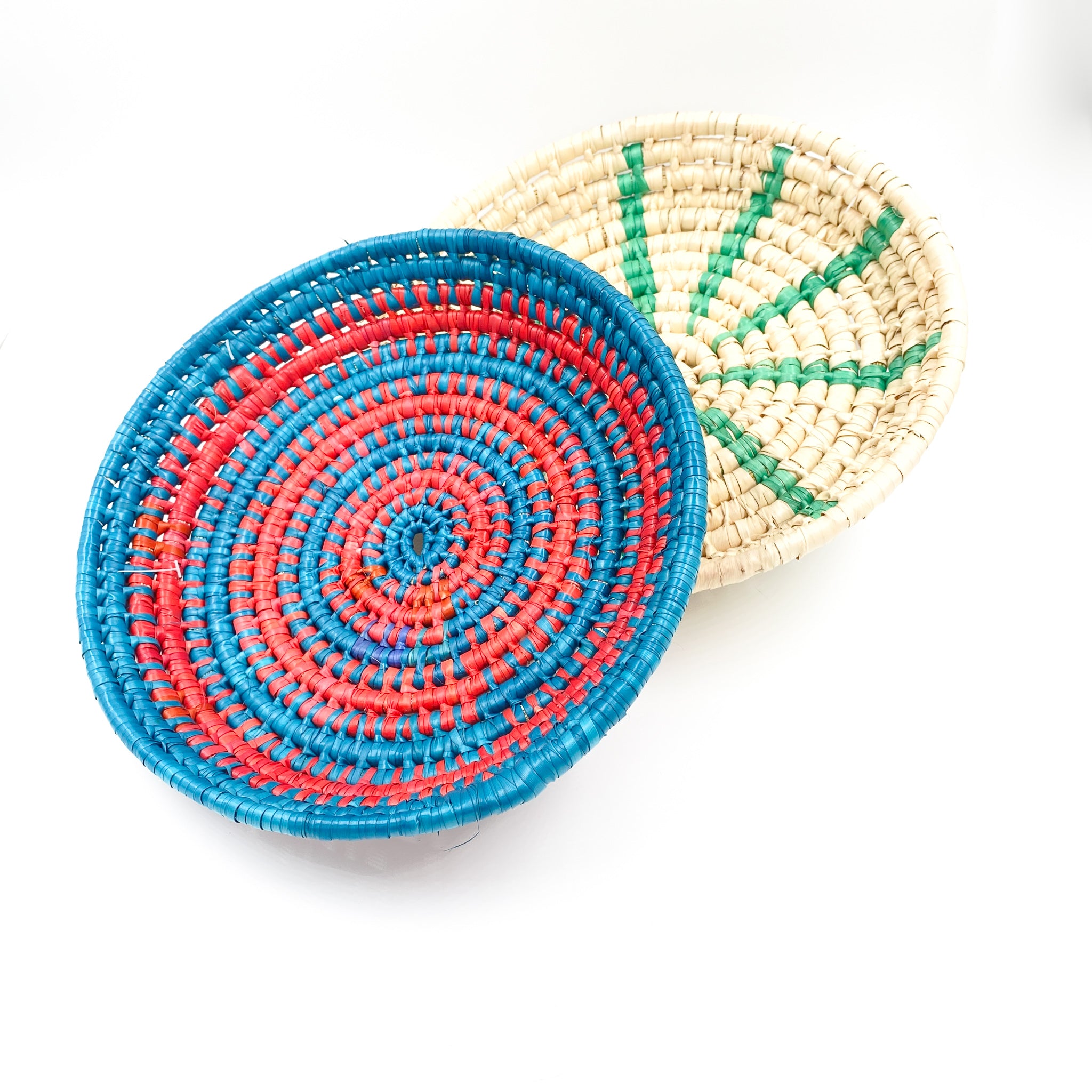 Handwoven plates in palm