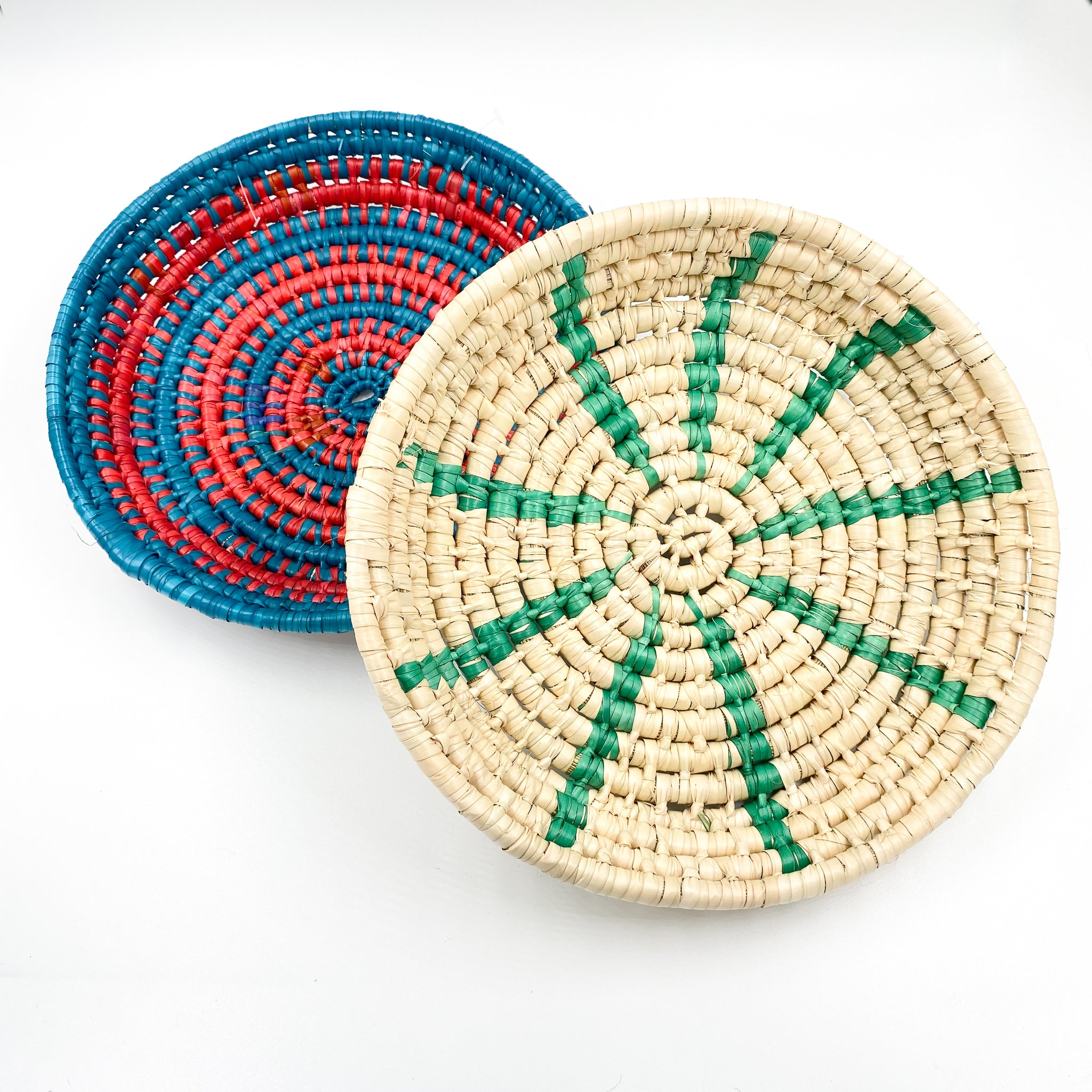 Handwoven plates in palm