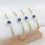 Pulsera de Talavera y perlas - ajustable