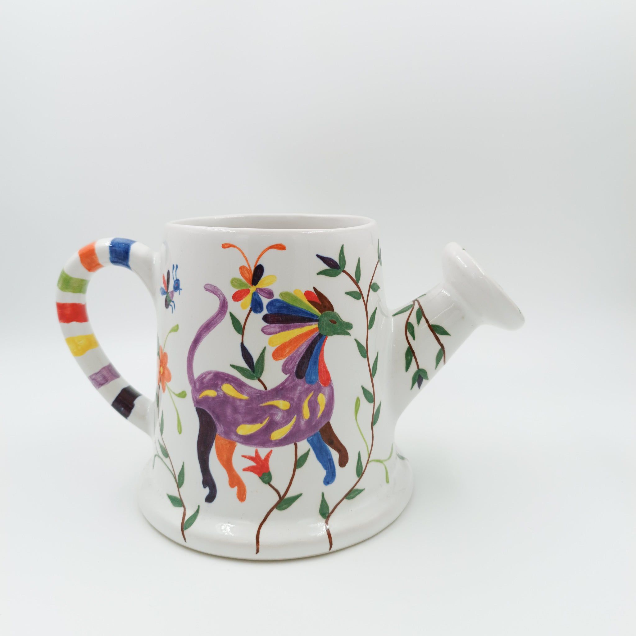 Michoacán ceramic watering can with Otomí details