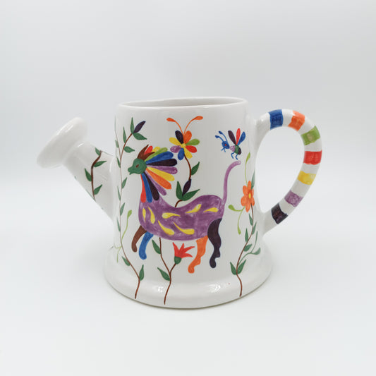 Michoacán ceramic watering can with Otomí details