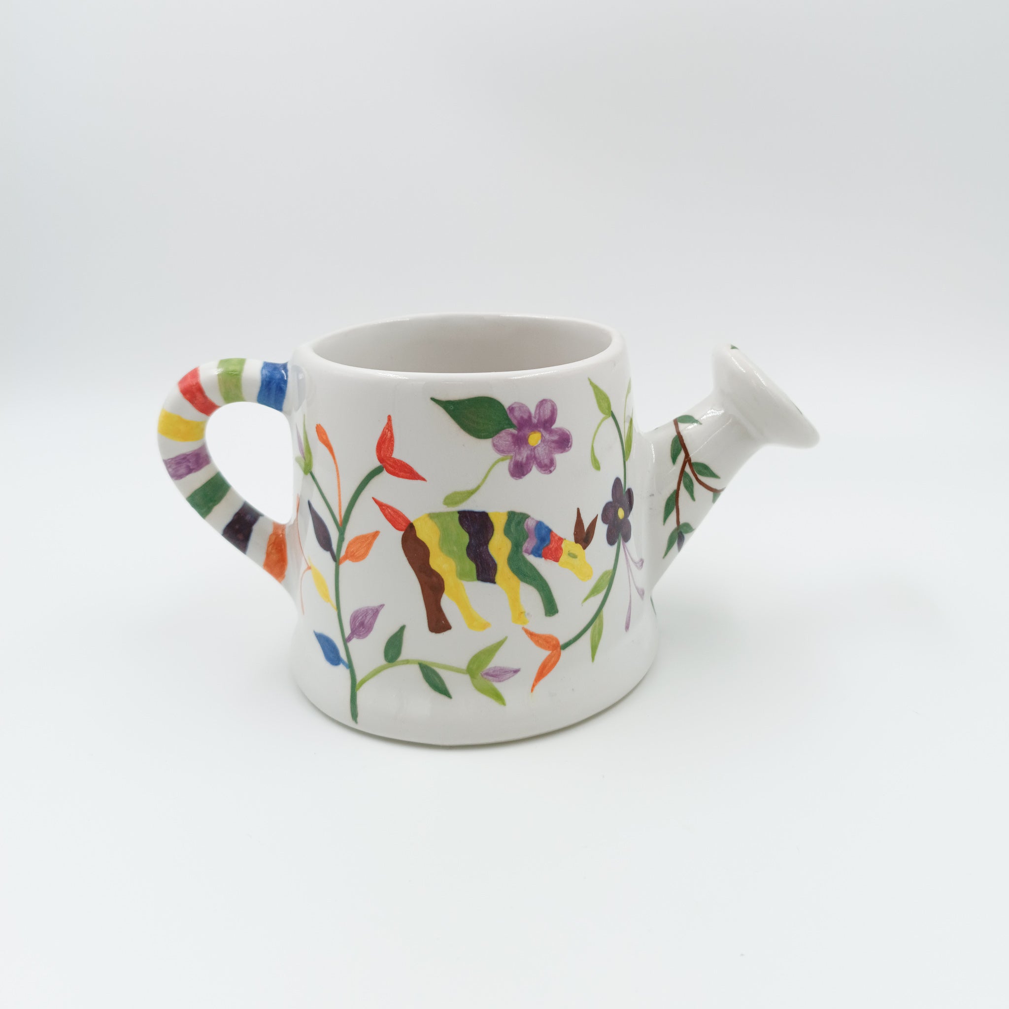 Michoacán ceramic watering can with Otomí details