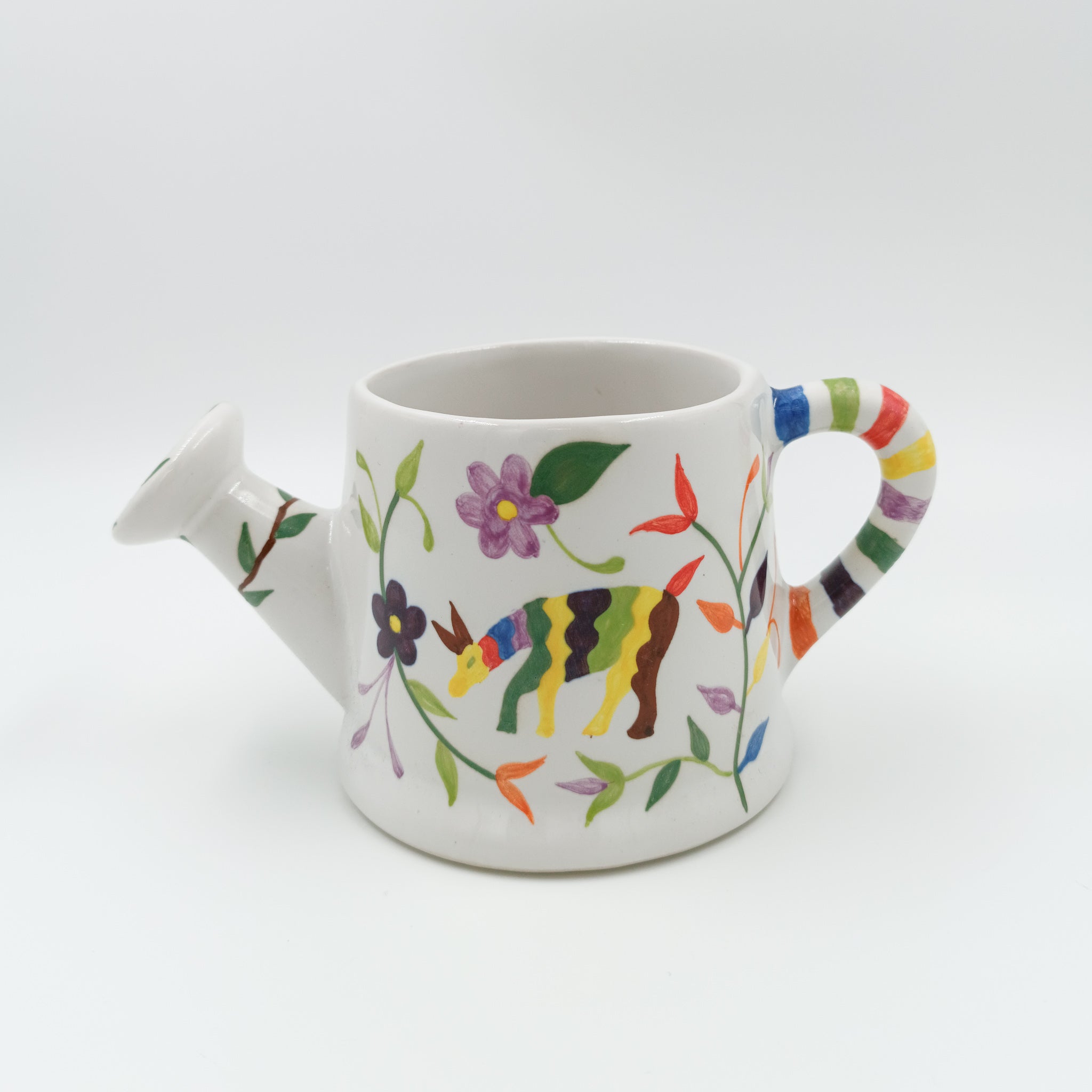 Michoacán ceramic watering can with Otomí details