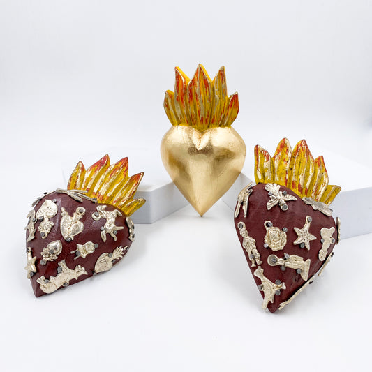 Milagrito Hearts of San Miguel - Hand Carved and Painted Wooden Hearts