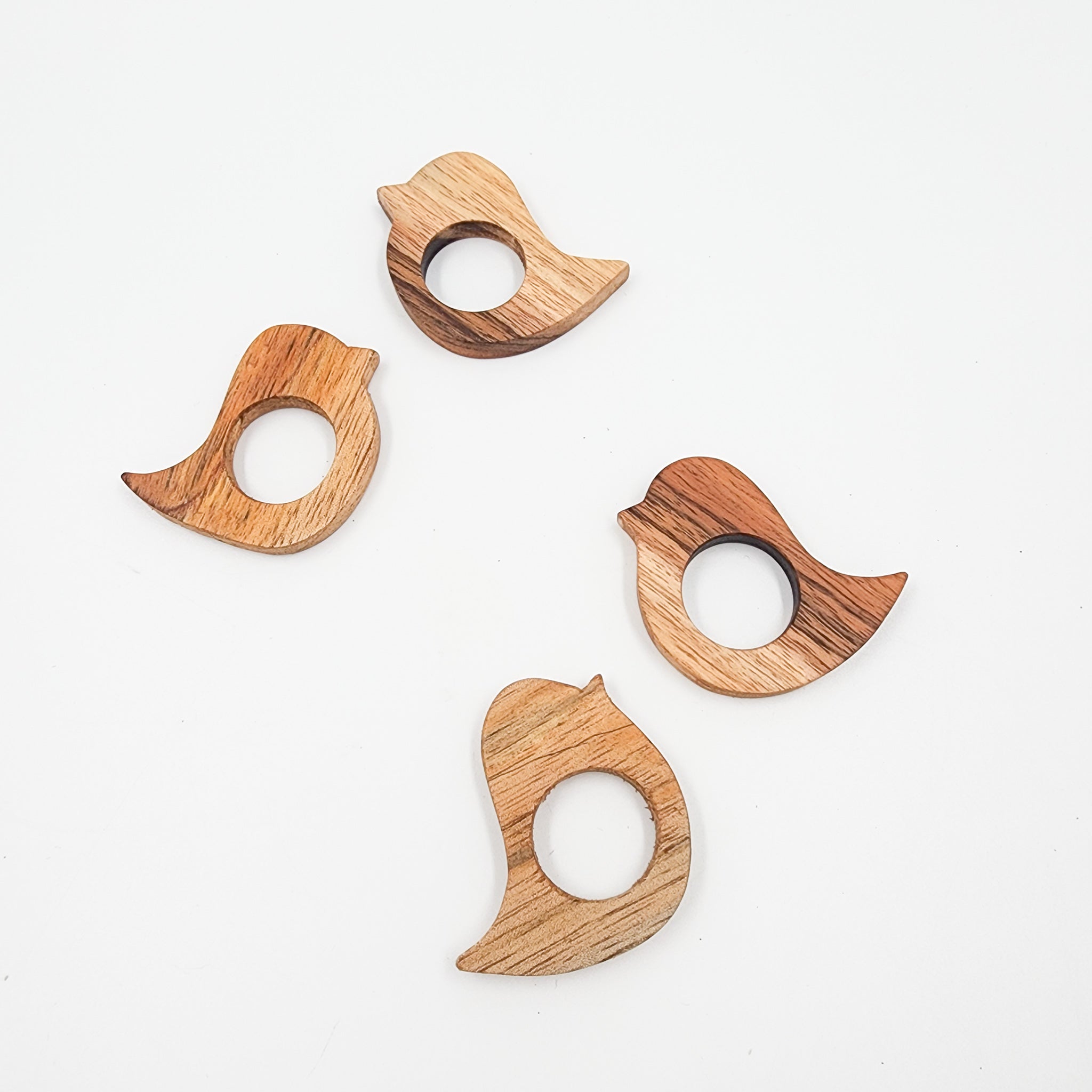 Set de 2 servilleteros de madera tzalam – diseño pajarito artesanal