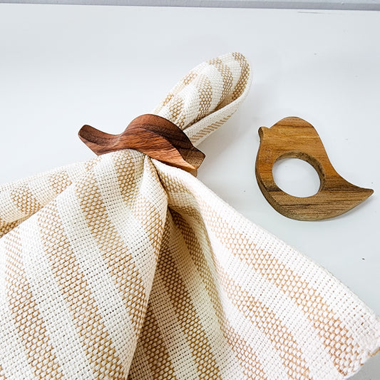Set de 2 servilleteros de madera tzalam – diseño pajarito artesanal