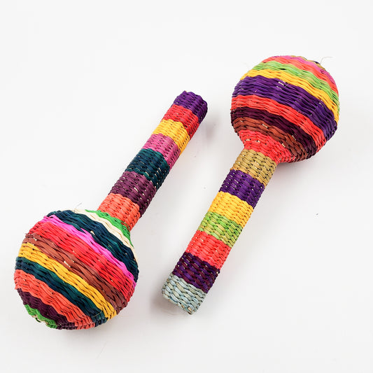 Sonaja artesanal de jipijapa de colores