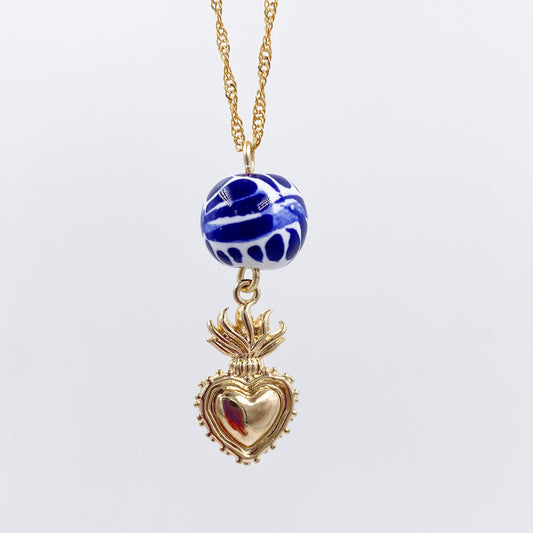 Milagrito Heart and Talavera Poblana Necklace