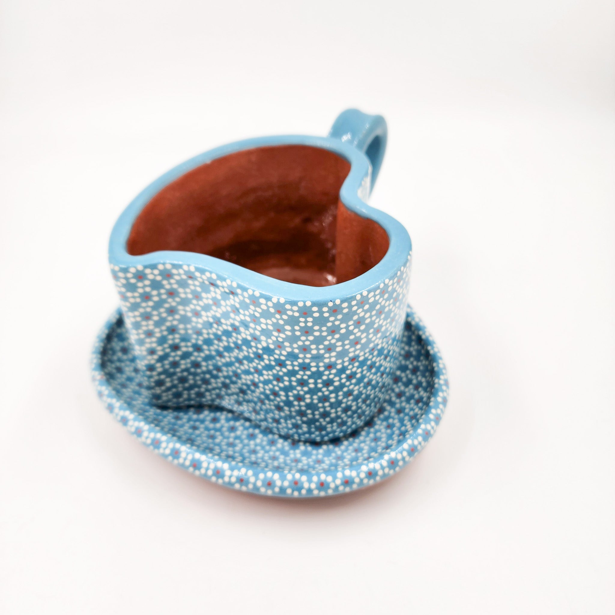 Taza corazón de barro capulineado - con plato