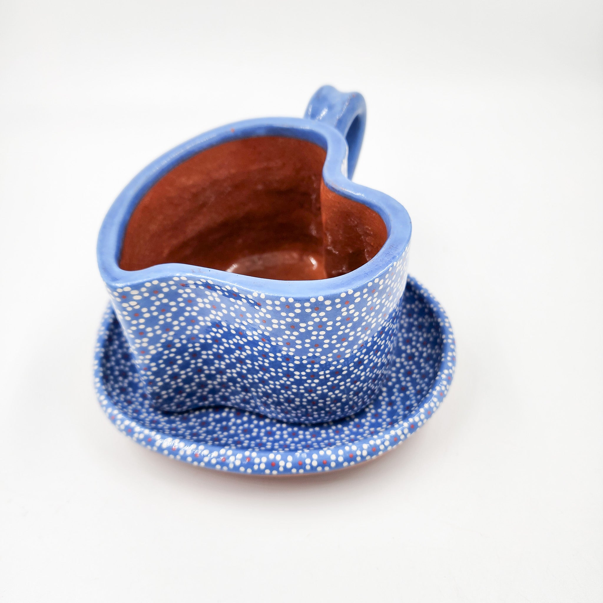 Taza corazón de barro capulineado - con plato