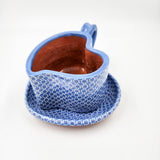 Taza corazón de barro capulineado - con plato