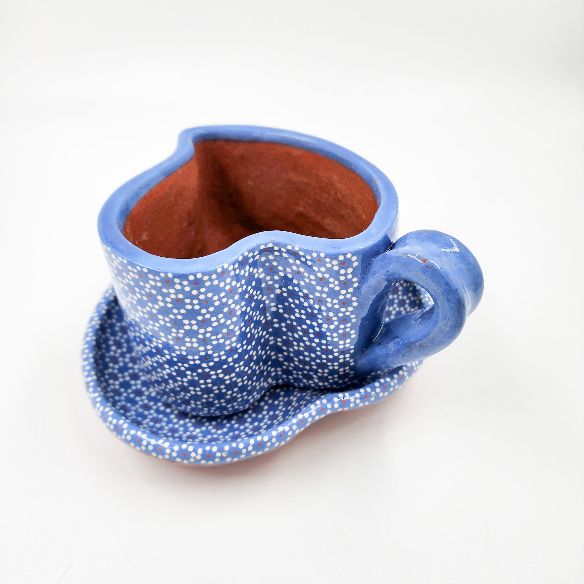 Taza corazón de barro capulineado - con plato
