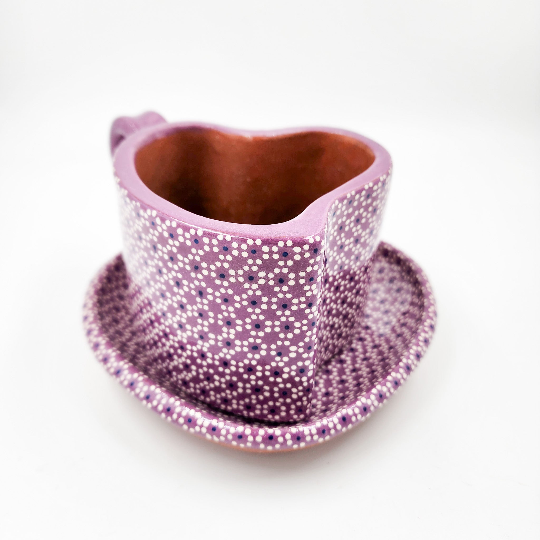 Taza corazón de barro capulineado - con plato