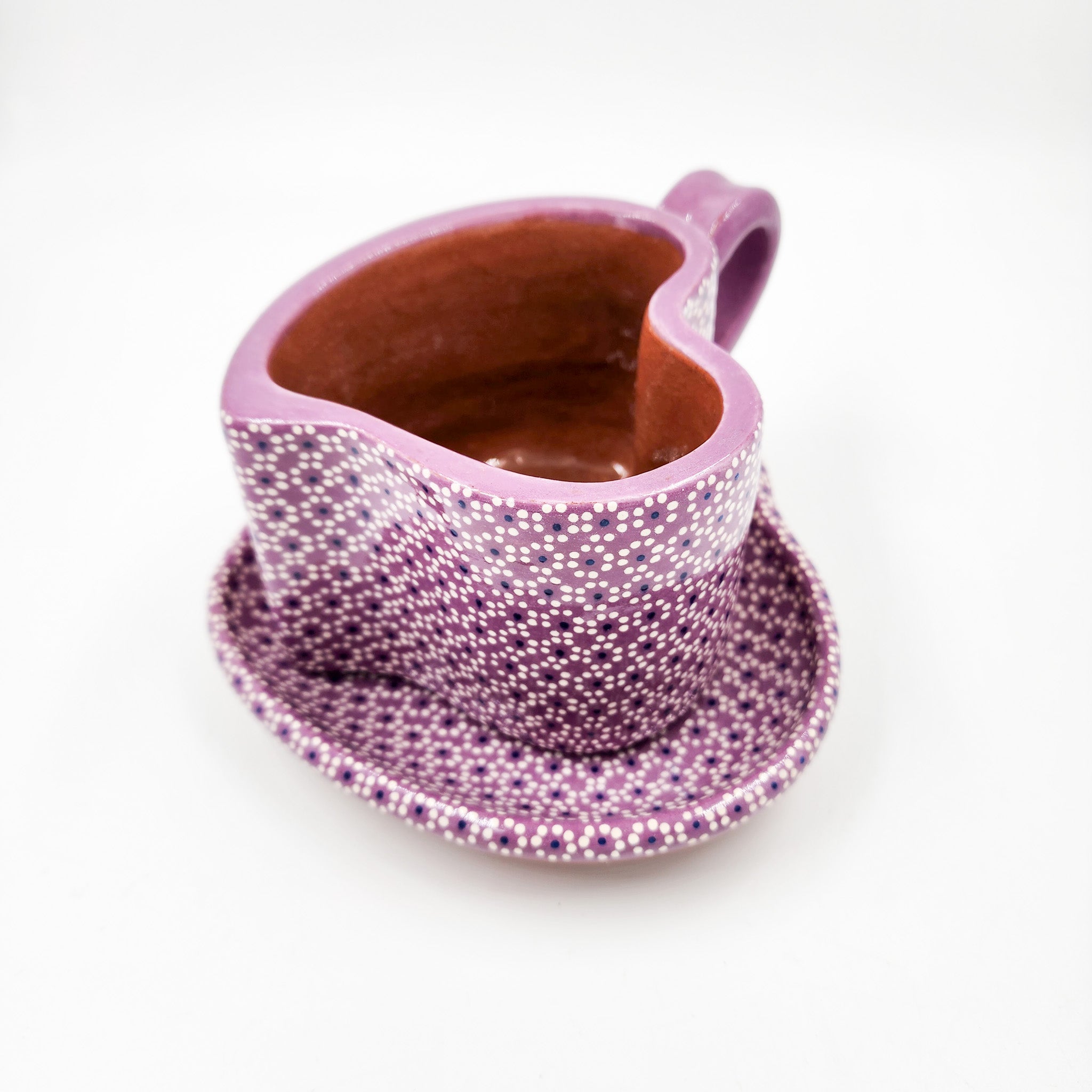 Taza corazón de barro capulineado - con plato