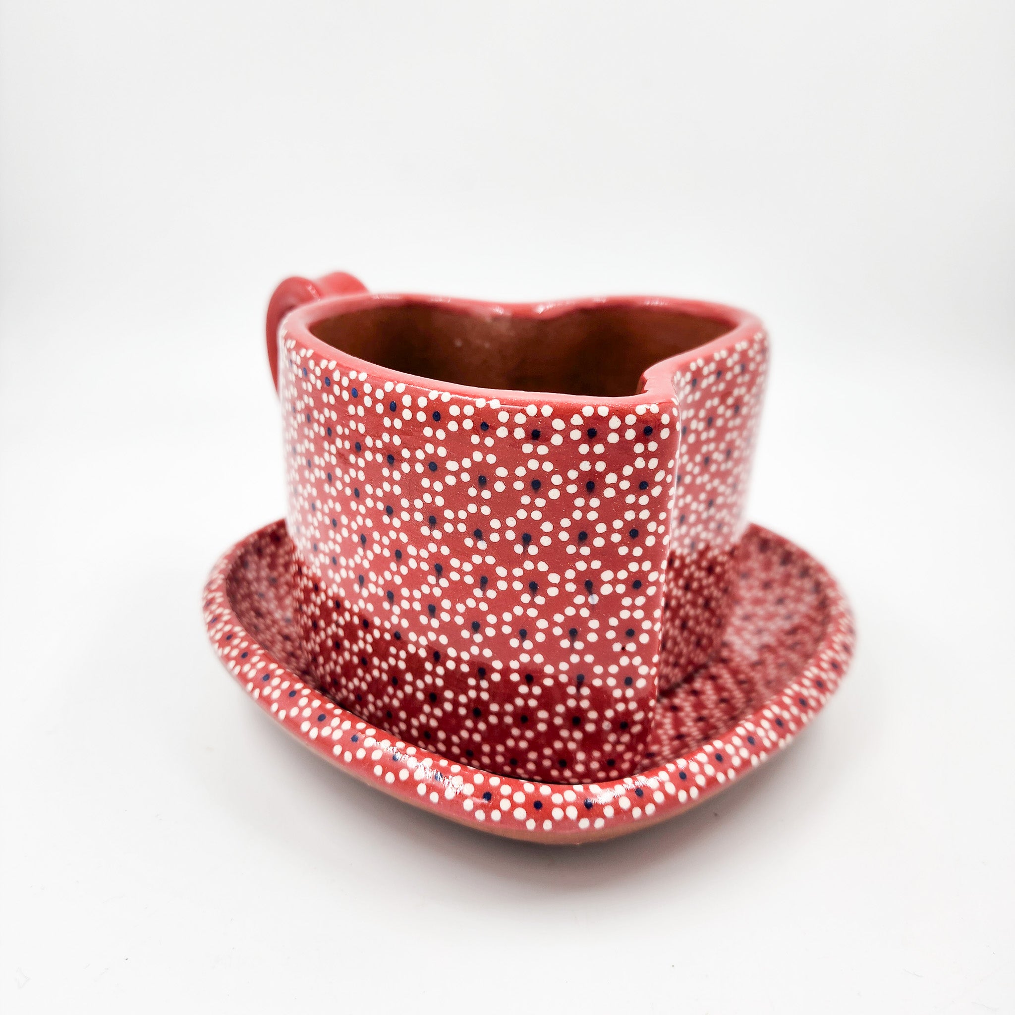 Taza corazón de barro capulineado - con plato