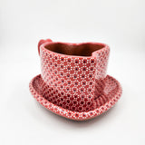 Taza corazón de barro capulineado - con plato