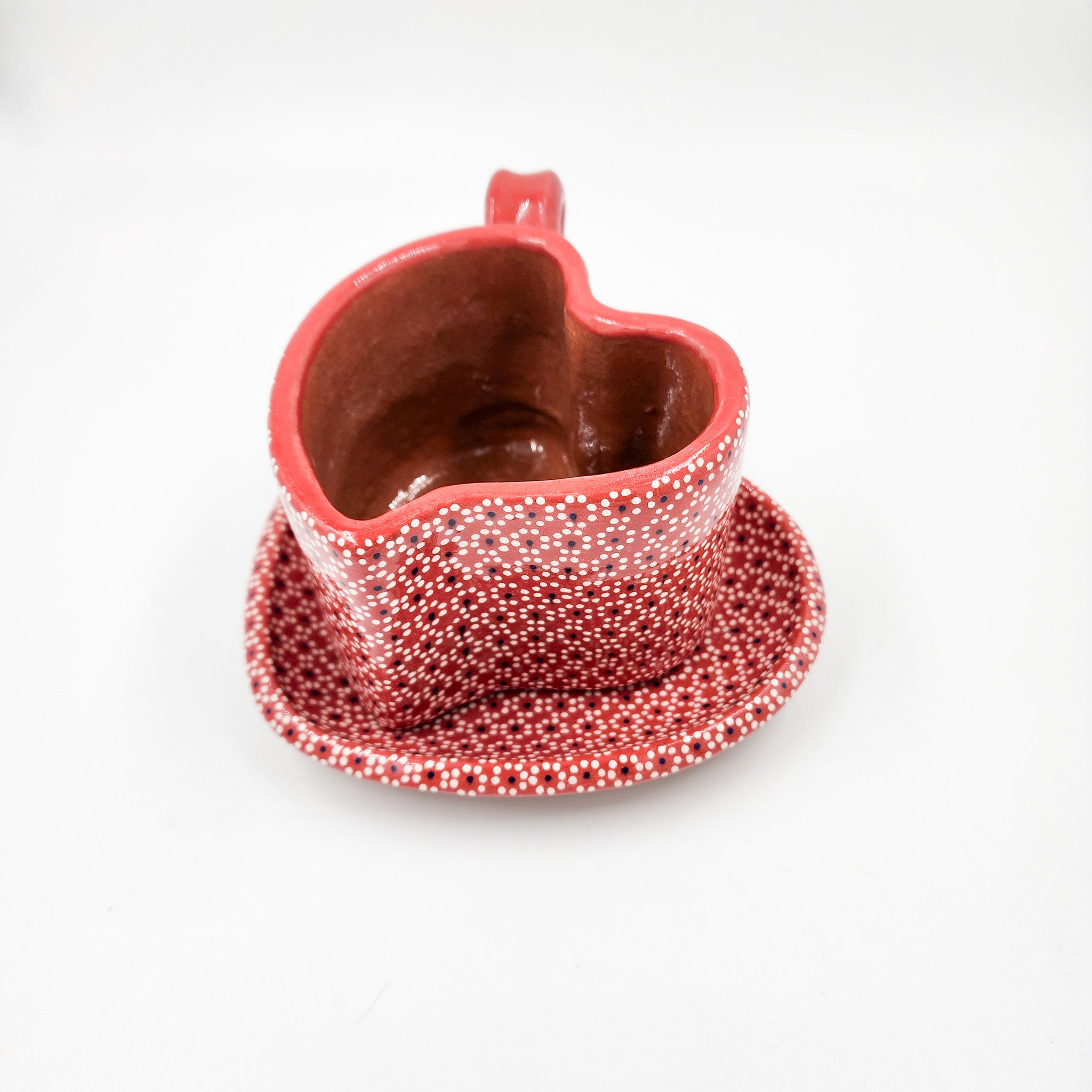 Taza corazón de barro capulineado - con plato