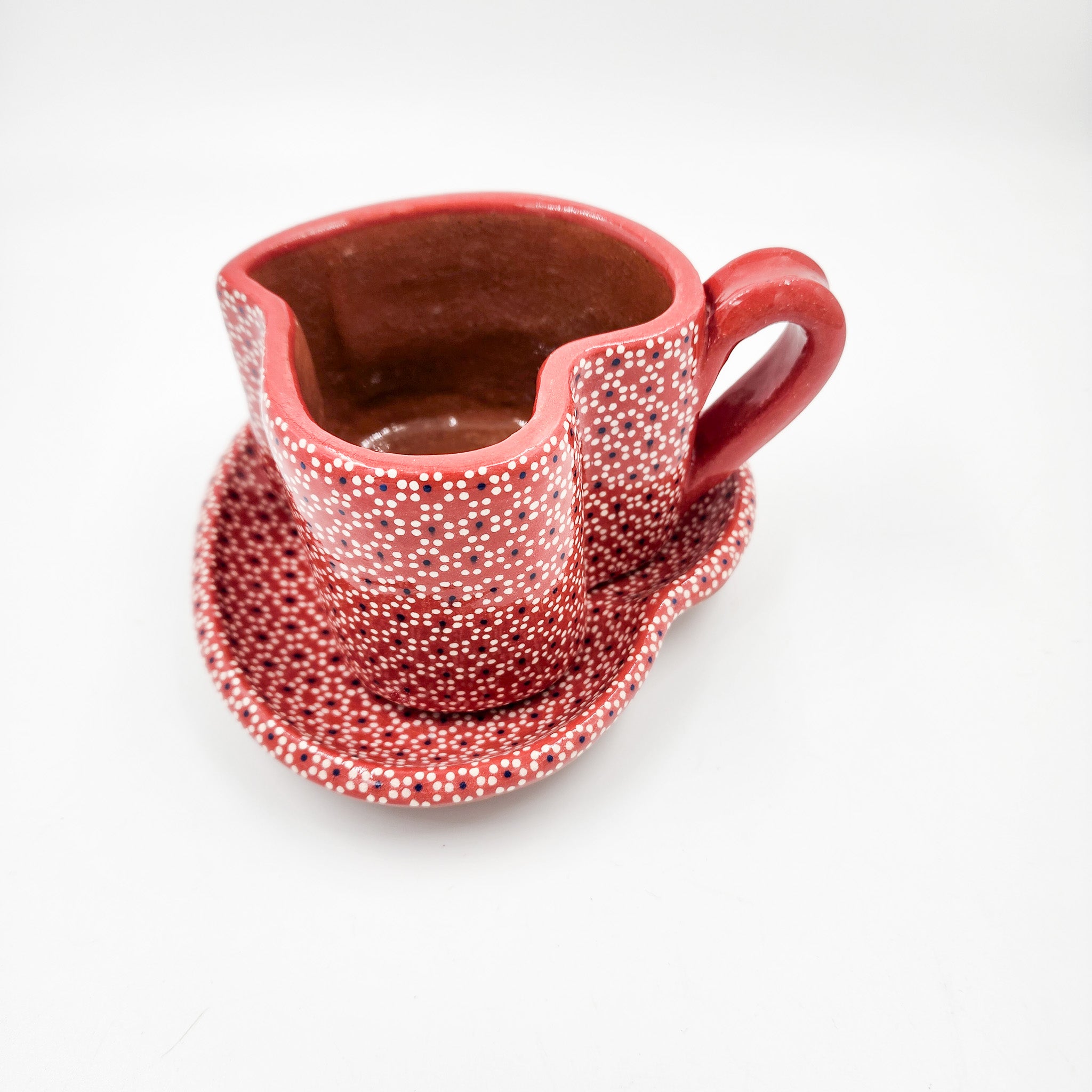 Taza corazón de barro capulineado - con plato