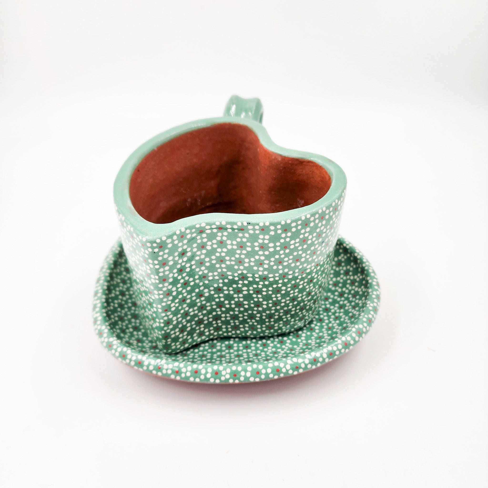Taza corazón de barro capulineado - con plato
