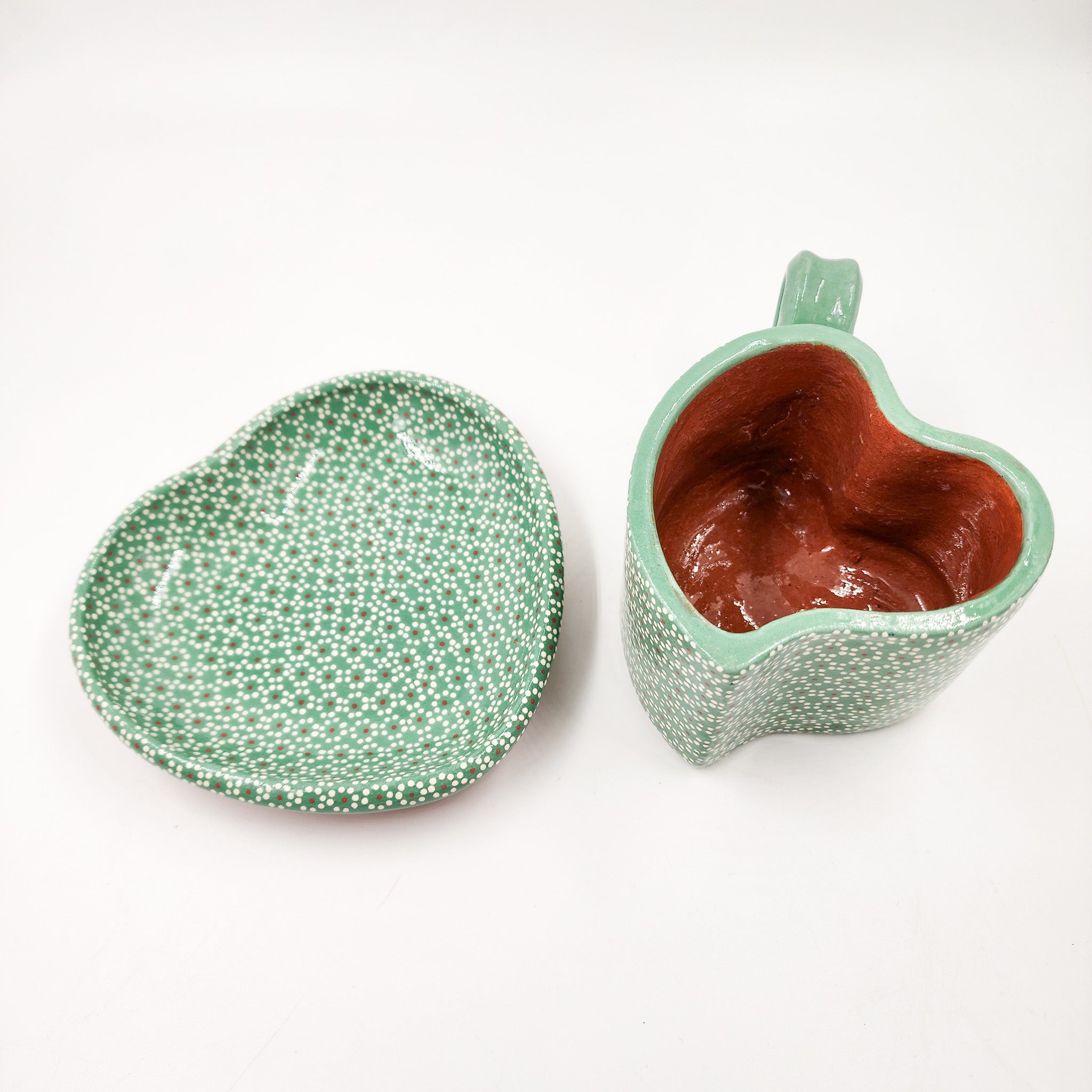 Taza corazón de barro capulineado - con plato
