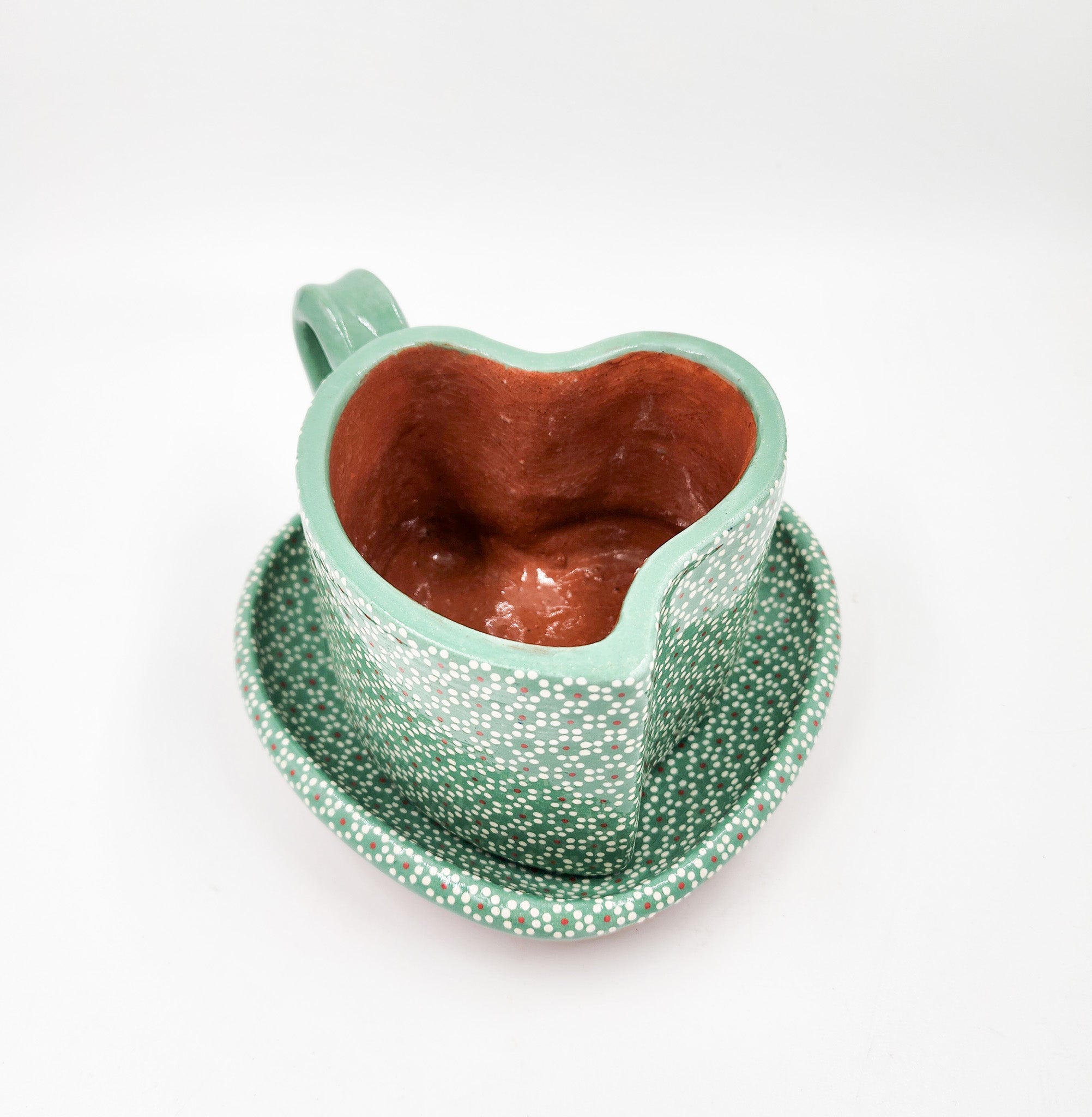 Taza corazón de barro capulineado - con plato