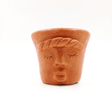 Vasito tequilero con carita de barro de Oaxaca