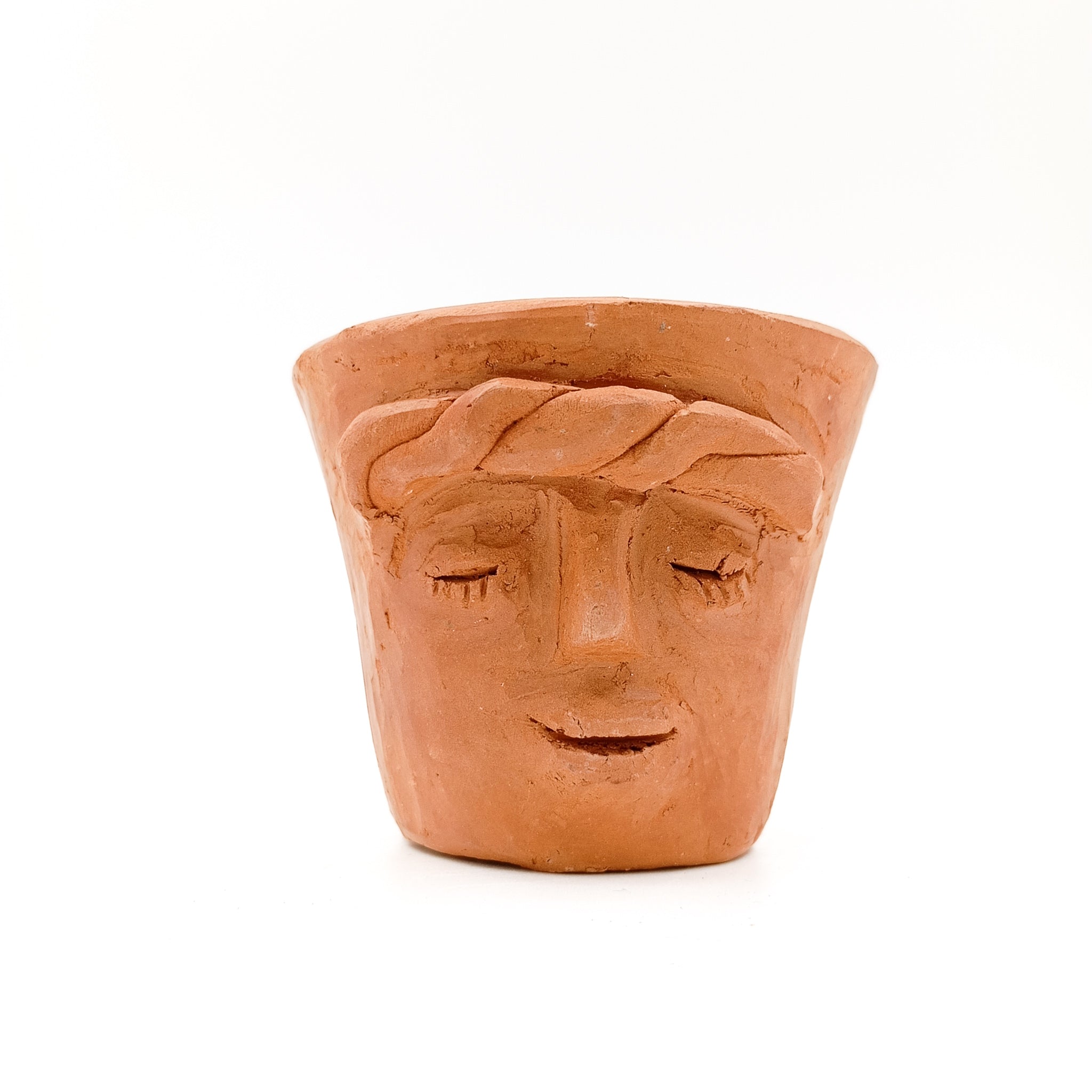 Vasito tequilero con carita de barro de Oaxaca