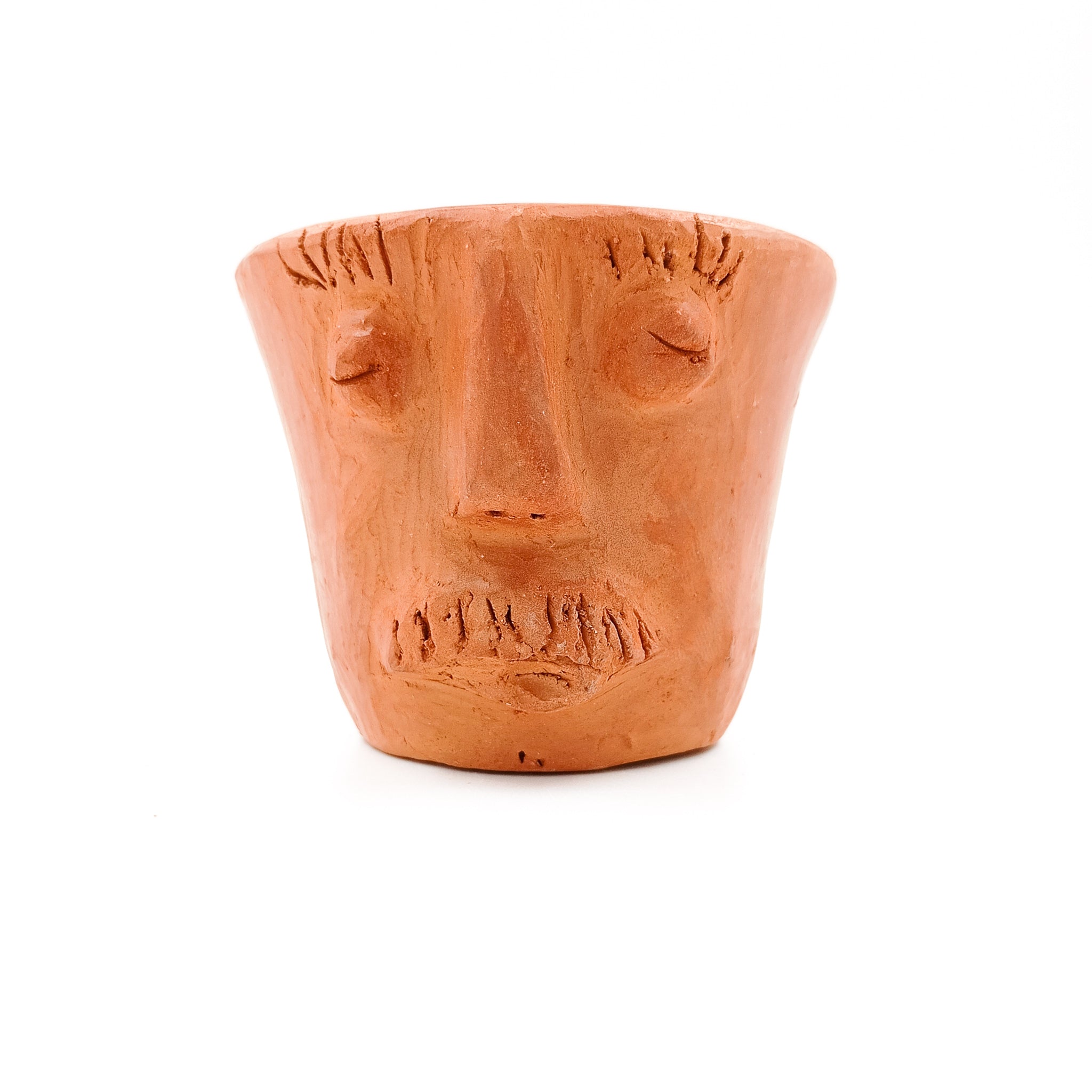 Vasito tequilero con carita de barro de Oaxaca