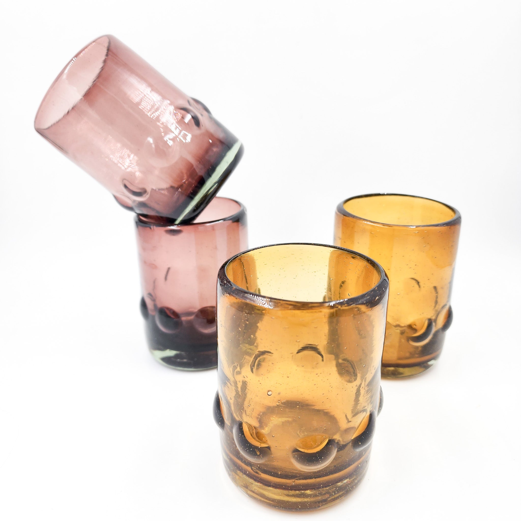 Hand-blown bubble glass tumblers -set of 2