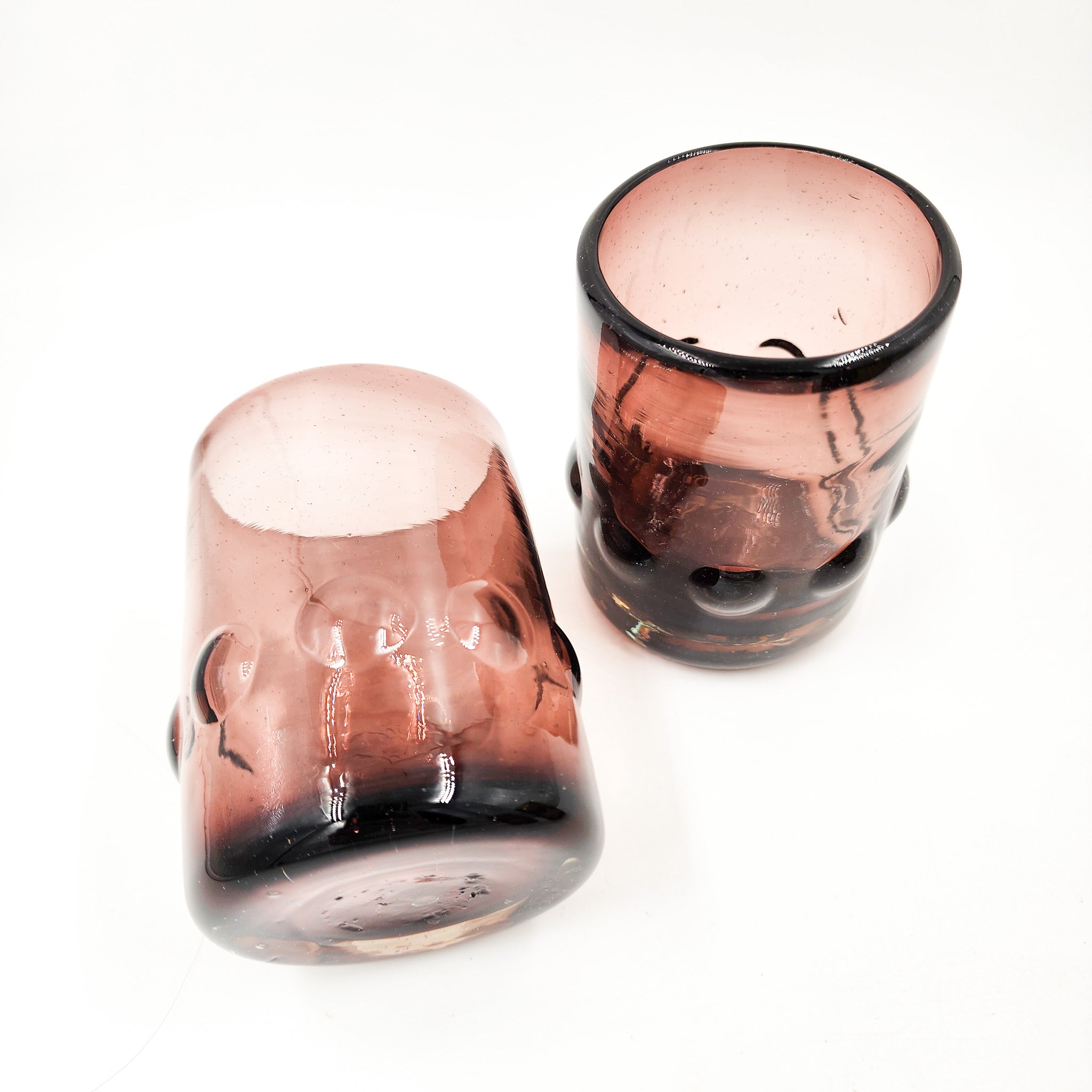 Hand-blown bubble glass tumblers -set of 2